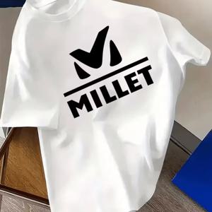 TEMU 남성용 Xiaomi 로고 티셔츠 - 어반 패션 스타일, 부드럽고 통기성 좋은, 패셔너블한 섬유, 클래식 크루넥, 반팔 여름 티셔츠, 캐주얼 프린팅 티