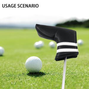 TEMU 1pc 자석 골프 퍼터 헤드 커버 - 슈퍼 소프트, 쉽게 온/오프, 자석 잠금, 검정색과 흰색 디테일, 향상된 플레이를 위한 보호 퍼터 커버