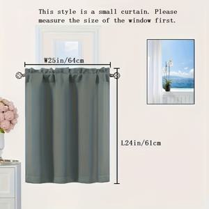 TEMU 25인치 너비용 짧은 창문 커튼, 반창문 드레이프, 아름다운 외관, 고강도 암막 원단, 침실 지하실용, 주방, 욕실, 침실, RV 등용 암막 소형 커튼, 1개 패널
