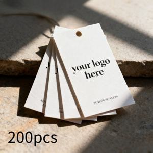 TEMU 맞춤형 의류 태그, 200매 - 고급 패션 브랜드를 위한 양면 디자인, 고품질 종이 태그, 부티크 장식, 의류 라벨, 상업용 태그, 선물 포장 태그, 빈 태그, 사무용품, 걸이 끈 미포함