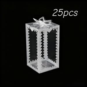TEMU 25개 세트 투명 선물 상자 - 우아한 화이트 레이스 뚜껑 & 리본 포함 - 독립형 자유형 포장, 주얼리 제작, 크리스마스, 발렌타인데이, 생일 선물용 여성 선물 상자 - 디스플레이 박스