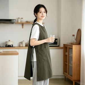 TEMU 1개 간편 조끼 앞치마, 2개 디자인, 양쪽에 얇은 스트랩, 바디 쉐이프 잡아주지 않음. 느낌 넘치는 제품, 가정 주방, 직장 식당, 커피숍 사용에 적합
