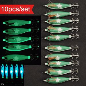 TEMU AVLCOAKY UV 야광 오징어 징 EGI 루어 10개입 - 어두운 곳에서 빛나는 야광, 바닷물/민물 낚시용, UV 반응성 오징어고개와 문어 미끼, 야광 헤드 포함, 참치, 고등어, 송어, ぱ이크용 트롤링/에기 낚시 장비