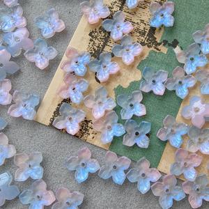 TEMU 40개 10mm 반짝이는 유리 수국 꽃잎 구슬, 그라데이션 핑크 & 라이트 블루 플로럴 참, 성인용 DIY 주얼리 제작, 페어리코어 머리핀 용품