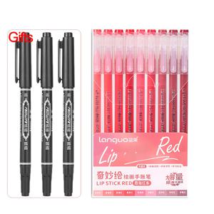 TEMU LANGUO 신상 컬러 젤 펜 세트 0.6mm 가는 팁 대용량 레드 스타일 플래너 펜 9색 하이라이터 펜, 드로잉 학용품 미술 용품 신학기 필수품 발렌타인데이 선물