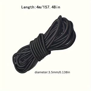 TEMU 탄성 충격 흡수 코드, 두께 3-3.5mm, 길이 157.48in/314.96in. 흑백 고탄성 라텍스심 라운드 고무줄, 의류, , 보석류 제작용 소재. 구슬 꿰기 실과 끈. 야외 캠핑, 텐트, 가방, 여행 가방에 적합