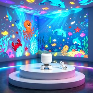TEMU 360° 회전 오션 스타 프로젝터 무드등, USB 플러그인 LED 앰비언트 조명, 침실 거실 게임룸용 홈 데코 램프, 몽환적인 분위기 조명, 생일 크리스마스 발렌타인을 위한 완벽한 선물, 여름 방 꾸미기 필수품