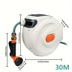 TEMU 1개-10M|20M|30M 다용도 자동 수납 호스 릴, 세차 물뿌리개 도구, 파티오 잔디 가드닝 물뿌리개 도구, 식물 물뿌리개 도구, 애완 동물 청소 제품, 가드닝 호스, 세차 호스