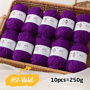 TEMU 10개 세트 아크릴 실 볼, 250g 부드럽고 편안한 멀티컬러 4겹, 수제 니팅 DIY 스웨터, 모자, 장갑, 스카프 및 기타 공예용, 25g/롤