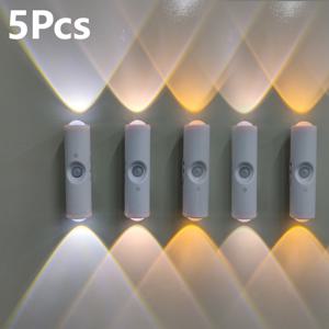 TEMU RGB 스마트 모션 센서 무드등 5개 세트, LED 모션 센서 벽등, 화이트 USB 충전식 침대등, 침실, 복도, 계단, 사무실 분위기 조명용. 침실 조명, 복도 조명, 벽걸이 램프, 모던 스타일 무드등, 내구성 플라스틱 소재, 에너지 효율 LED 칩, 인체 감지 스위치, USB 전원 설계, 직장인에게 이상적, 야간 안전 보장