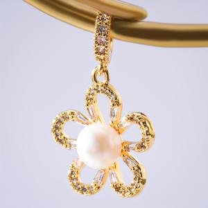 TEMU 담수 오꽃잎 펜던트 5A 인레이, 고급스러운 로브스터 클라스프 주얼리, 핸드메이드 DIY 액세서리 (팔찌, 목걸이, 키체인용)