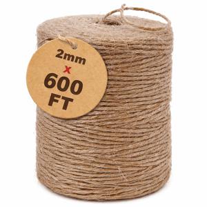 TEMU 2mm 황마 끈 600ft 천연 삼베 로프, 공예, 선물 포장, 원예, 포장 및 DIY 프로젝트용 고강도 정원용 끈