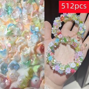TEMU 512개 11mm 진주광택 AB 컬러풀 백합 구슬 꿰기 비즈 DIY 팔찌 목걸이 반지 및 액세서리용 장식 주얼리 비즈 작은 선물