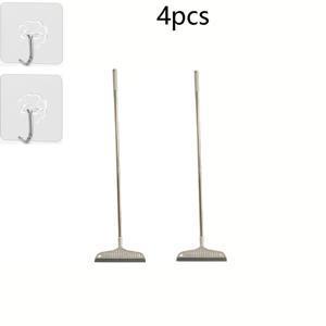 TEMU 4개 세트: 빗자루 2개 + 고리 2개. 바닥, 유리, 타일, 창문, 욕실용 바닥 스퀴지 빗자루. 물, 먼지, 애완동물 털 청소용 스퀴지 빗자루. 내구성 있는 청소 용품