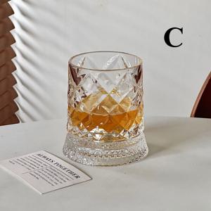 TEMU KEMORELA 회전식 위스키 글라스 1개, 360도 회전 위스키 글라스, 두꺼운 받침, 유리, 보우든 및 스코치 위스키에 적합, 남성을 위한 특별한 선물