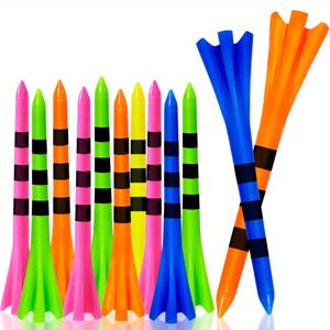 TEMU 50개입 8.3cm 5발 다단 고강도 고품질 멀티컬러 골프 티 | 안정적인 골프공 홀더, 골프 용품, 옐로우 색상, PC 재질