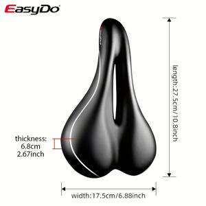 TEMU Easydo 자전거 시트, 산악 자전거, 로드 자전거 및 접이식 자전거에 적합, 편안함, 방수 및 추가 두께를 위한 속이 빈 실리콘 디자인