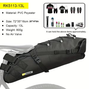 TEMU Rhinowalk 자전거 안장 가방 10L-13L 대용량 반사 접이식 뒷좌석 가방 (사이클링, 여행, 아웃도어 수납, 여행 가방, 자전거 추가 장비용), 산악 자전거 및 로드 자전거에 적합