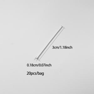 TEMU 20개입 S925 스털링 실버리 T핀 플랫 헤드 바늘, 0.6mm 두께, 핸드메이드 DIY 비즈 니들, 귀걸이 및 목걸이 액세서리 제작용