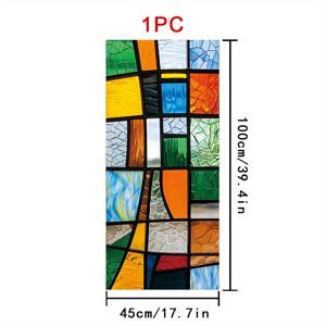 TEMU 1롤 컬러풀 기하학적 모양 창문 필름, 45×100cm, 무광 PVC 소재, 정전기 접착식 장식 스티커 - 홈/오피스/거실/욕실/주방/문 & 창문 데코레이션용