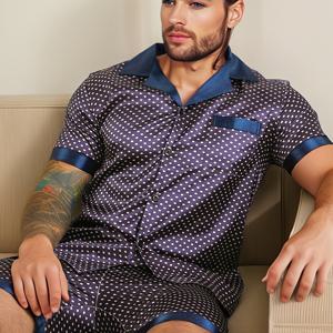 TEMU 남성용 반팔 잠옷 세트 2pcs, 봄·여름·가을 겨울용 부드러운 홈웨어