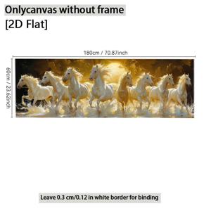 TEMU 2D 플랫, 2D 플랫, (프레임리스 2D 플랫 프린트) 1개 모던 캔버스 벽걸이 액자 - 우아한 금색 흰색 말 달빛 아래 달리기, 액자 없는 캔버스 포스터, 거실, 침실, 사무실 장식에 적합 - 우아한 홈 데코 선물, 말 애호가에게 이상적