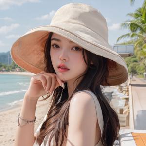TEMU 여성용, 자외선차단 여름 버킷햇, 햇빛가리개 벙거지모자, 접이식 와이어 벙거지, 넓은 챙모자, 여름, 바캉스, 패션