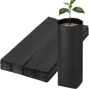TEMU 50개 10.2인치 H/13.5인치 H 깊은 육묘용 그로우 백, 비직물 식물 화분 컨테이너, 깊은 뿌리 식물 채소, 꽃, 묘목 나무용, 블랙