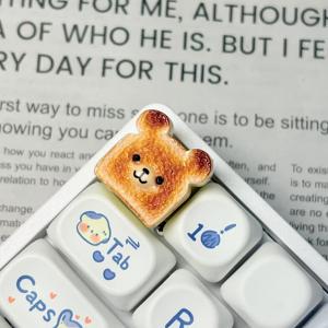 TEMU 귀여운 고양이 발바닥과 곰돌이 모양의 키캡 - 동물 테마 키보드 크로스 액스 키캡, 발바닥 주름과 곰돌이 얼굴 디자인 특징, 게이밍 및 사무용 타이핑에 적합, 게이머 및 타이프스터를 위한 특별한 휴일 선물