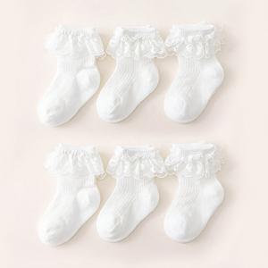 TEMU 6켤레/개 레이스 발목 양말, 통기성 좋고 부드러운 메시 패턴, 사계절용 패셔너블한 디자인, 유아 및 발레 댄서에게 적합