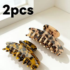 TEMU 2개 아세테이트 미디엄 헤어 클립, 여성용 미끄럼 방지 튼튼한 헤어핀, 안정적이고 무너짐 방지, 일상, 통근 및 데이트 헤어스타일을 위한 필수 클립