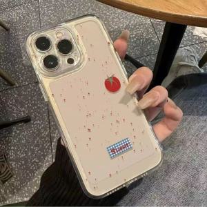 TEMU 휴대폰 케이스 - 간편한 토마토 패턴, Apple 17 17Promax 16 16Pro 16Promax 15 14 13 11 12, Samsung A4 A5 A6 A12 A13 A14 A55, A16, A15, S25, S25 Ultra, S23, S22 S21 S20FE M53 M54 M55에 적합, 커플에게도 좋은 공간 휴대폰 케이스