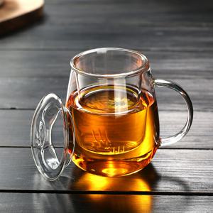 TEMU 고붕규산 유리 호환 찻잔, 가정 및 사무실용, 파손 방지 내열성 버섯 모양 손잡이 머그컵, 차 우려내기용 투명, 약초 음료용 무독성 무취 유리컵, 일상용