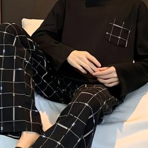 TEMU [밀레니얼 말 브랜드 및 할인 비교] 파자마 봄 가을 남성용 신상 긴팔 캐주얼 홈웨어 간편 사이즈 플러스 사이즈 세트