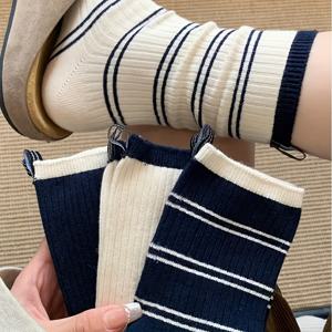 TEMU 4켤레 한국/일본 스타일 인스 컬리지 가을/겨울용 다용도 두꺼운 미드 튜브 양말 여성용 하이힐 스트리머 디자인 컬러 매칭 퍼우드 삭스
