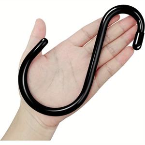 TEMU 비닐 코팅 처리된 12개입 고강도 S자 고리 세트, 6인치 미끄럼 방지 고리 (두께 7mm), 식물 걸이용. 튼튼한 검정색 금속 S자 고리, 옷장, 새 모이통, 공구, 자전거, 크리스마스 장식 고리에 적합