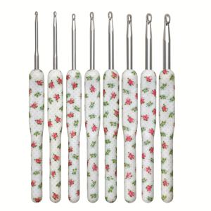 TEMU 8개 세트 꽃무늬 인체공학적 코바늘, DIY 수제 뜨개질 도구 세트, 보관함 포함, 초보자와 숙련된 뜨개질 애호가 모두에게 적합, 랜덤 컬러 액세서리