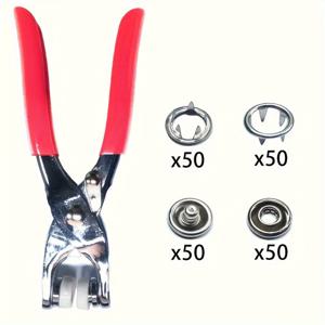 TEMU 200개 스냅 단추 도구: 9.5mm 버클 공예용 - 솔리드 & 홀로우 메탈 클라스프!
