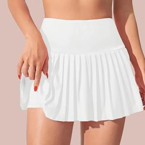 TEMU 솔리드 컬러 여성 미니 숏 플리츠 스커트 | 스포츠 캐주얼 테니스 플리츠 스커트 팬츠 | 패셔너블하고 발랄한 여성 피트니스 치어리딩 스커트 | 여름 미니 스커트 팬츠