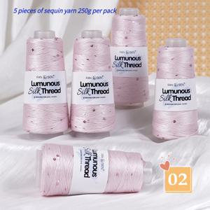 TEMU 스팽글 원사 5개, 개당 250g, 생동감 있고 패셔너블하며 활용도 높고 매치하기 쉬움, 다양한 색상 선택 가능. 니트, 코트, 가디건, 숄, 좌석 쿠션, 숄더백, 부케, DIY 선물 만들기 용품에 적합