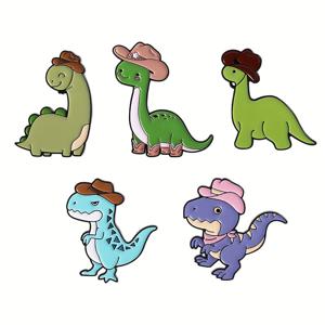TEMU 카툰 귀여운 공룡 브로치 5개 세트 - 창의적인 모자 공룡 배지, 세련된 에나멜 합금 브로치, 옷 가방 모자 액세서리, 친구와 가족을 위한 독특한 선물