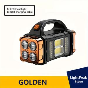 TEMU 다기능 휴대용 라이트, 태양광/USB 충전식 비상 랜턴, 전면 및 후면 듀얼 조명, 강력한 4가지 모드 손전등 (사이드 라이트 포함), 흰색 조명 & 노란색 조명 토치, 하이킹, 낚시, 바베큐, 러닝, 수리 작업에 적합