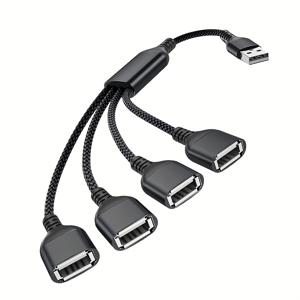 TEMU USB 스플리터 1대4, 1피트 출력, USB Y형 케이블, USB A 수컷-암컷 4포트 연장 어댑터, 4포트 멀티포트 확장 허브, 듀얼 데이터 및 전원 충전기 스플리터, 자동차, PS4, PS5, 노트북용