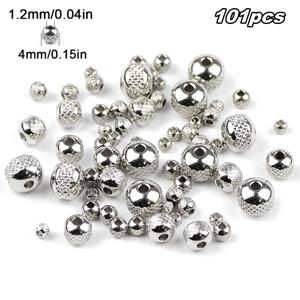 TEMU 3/4/6/8mm 메쉬 패턴 변색 방지 스테인리스 스틸 구슬, 원형 구슬, 루즈 비즈, 구슬 및 비즈 모음, 통공 구슬, DIY 주얼리, 팔찌, 목걸이, 의류 액세서리용, 장식용 구슬