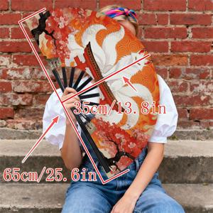 TEMU 남성용 휴대용 선풍기, 1개, 폴리에스터 소재, 일본풍 구미호 도리 디자인, 가볍고 휴대 가능, 일상 사용, 야외 활동에 적합, 전통적인 미학, 남성용 패셔너블 액세서리, 배터리 없음