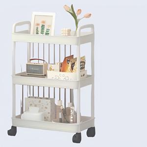 TEMU 3단 이동식 수납 카트, 간편 조립 플라스틱 정리 랙 (욕실, 주방, 사무실용), 스탠딩 선반