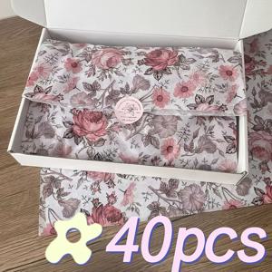TEMU 빈티지 디스트레스드 말린 장미꽃 뽕나무 종이 14*20인치 선물 포장지 40장, 아트지, 파티, 생일, 결혼식 장식용, 포장지, 티슈지, 부케 용품, 휴일 선물 포장, 포장 재료, 꽃 포장지