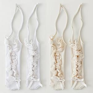TEMU 1켤레/2켤레 - 여성용 블랙 앤 화이트 플로럴 레이스 스타킹, 반켤레 팩, 이중 레이어 레이스업 얇은 스타일, 봄/여름 발레 양말, 리본 메리 제인 신발 매칭 양말