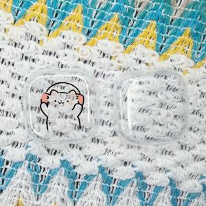 TEMU 삼성 버즈4 이어버드용 8409 만화 고양이 머리 패턴 케이스, 갤럭시 버즈4 프로용 케이스, 삼성 갤럭시 버즈4/버즈4 프로용 TPU 투명 보호 커버, 키체인 포함 투명 보호 케이스, 낙하 방지 이어버드 케이스