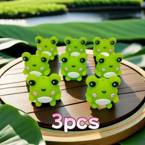 TEMU 개구리 디자인의 인기 3D 실리콘 장식 비즈, 프로젝트 및 펜 장식에 적합, 3개 세트로 판매